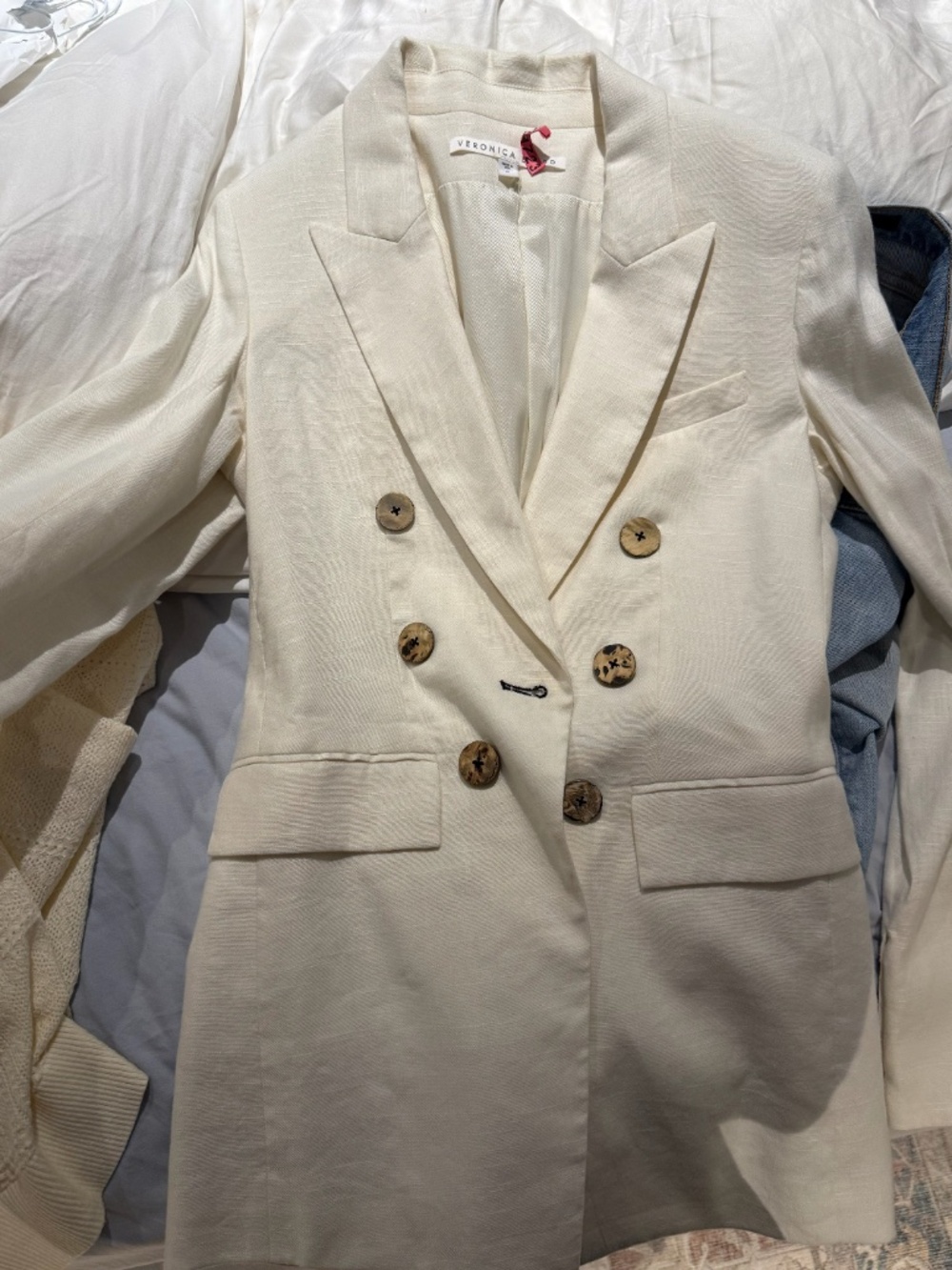 Veronica Beard White Linen Blazer Size ^